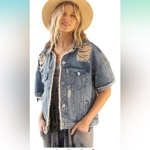 POL distressed Jean jacket / top